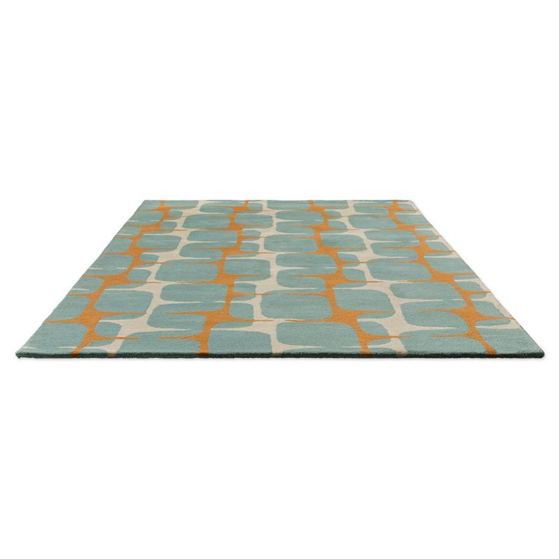 Tapis à motif galet Lohko bleu et orange Scion à plat