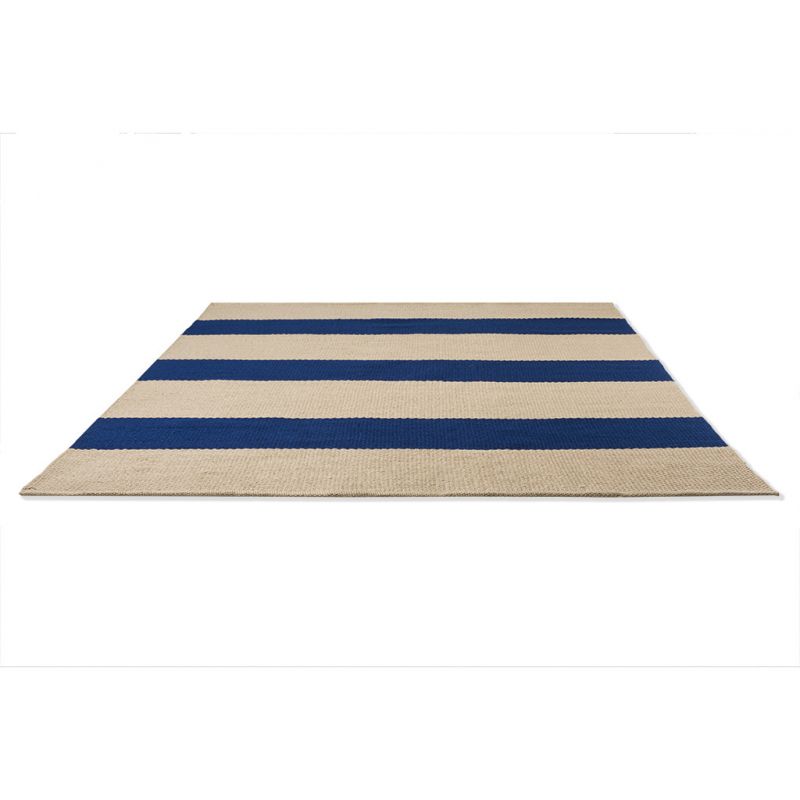 Tapis exterieur interieur en PET recyclé bleu Dhurrie a plat
