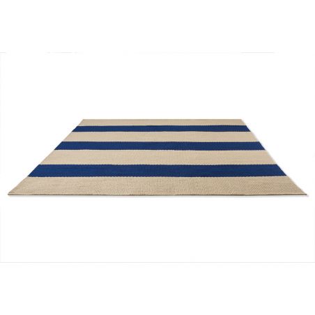 Tapis exterieur interieur en PET recyclé bleu Dhurrie a plat Tapis exterieur interieur en PET recyclé bleu Dhurrie a plat