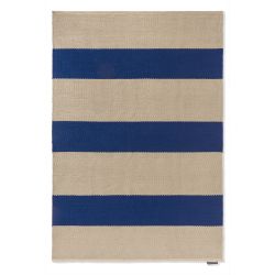 Tapis exterieur interieur en PET recyclé bleu Dhurrie