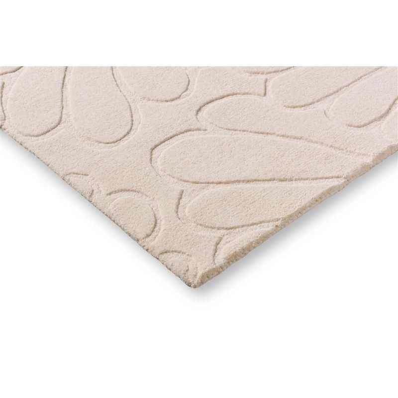 Tapis haut de gamme en laine motif floral beige angle