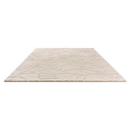 Tapis haut de gamme en laine motif floral beige a plat Tapis haut de gamme en laine motif floral beige a plat