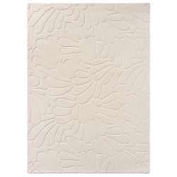 Tapis haut de gamme en laine motif floral beige