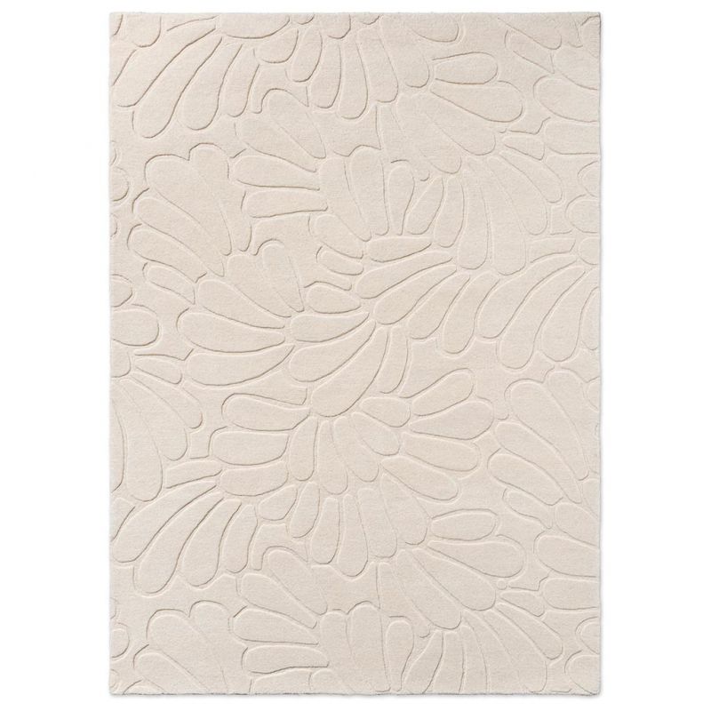 Tapis haut de gamme en laine motif floral beige