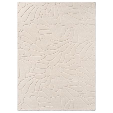 Tapis haut de gamme en laine motif floral beige