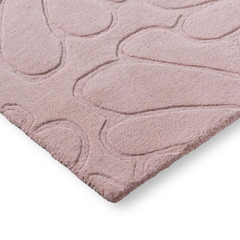 Tapis haut de gamme en laine motif floral rose angle