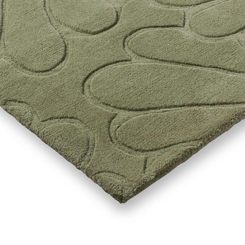 Tapis haut de gamme en laine motif floral vert angle