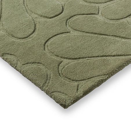 Tapis haut de gamme en laine motif floral vert angle Tapis haut de gamme en laine motif floral vert angle