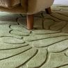 Tapis haut de gamme en laine motif floral vert détail couleur