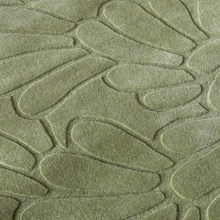 Tapis haut de gamme en laine motif floral vert details matière Tapis haut de gamme en laine motif floral vert details matière