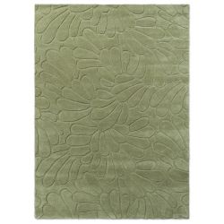 Tapis haut de gamme en laine motif floral vert