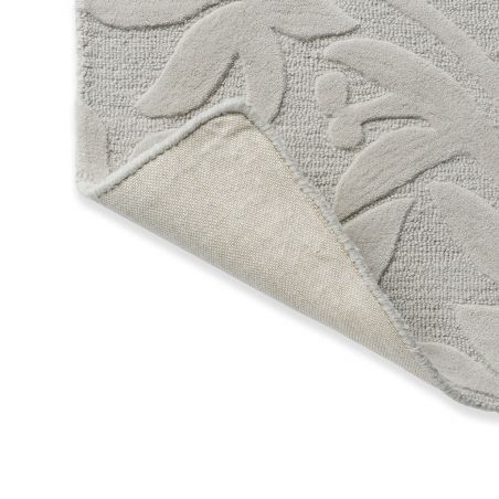 Tapis haut de gamme en laine motif végétal gris angle Tapis haut de gamme en laine motif végétal gris angle