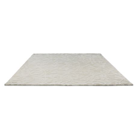 Tapis haut de gamme en laine motif végétal gris à plat Tapis haut de gamme en laine motif végétal gris à plat