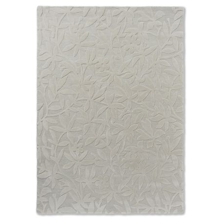 Tapis haut de gamme en laine motif végétal gris Tapis haut de gamme en laine motif végétal gris