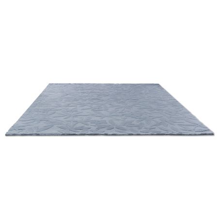 Tapis haut de gamme en laine motif végétal bleu à plat Tapis haut de gamme en laine motif végétal bleu à plat