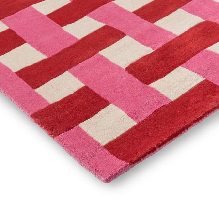 Tapis haut de gamme en pure laine Basket Weave Harlequin détail angle Tapis haut de gamme en pure laine Basket Weave Harlequin détail angle