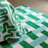 Tapis haut de gamme en pure laine Basket Weave vert Harlequin détail couleur