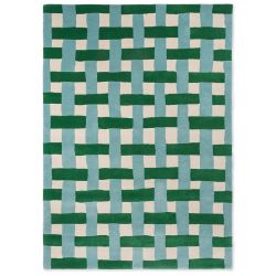 Tapis haut de gamme en pure laine Basket Weave vert Harlequin