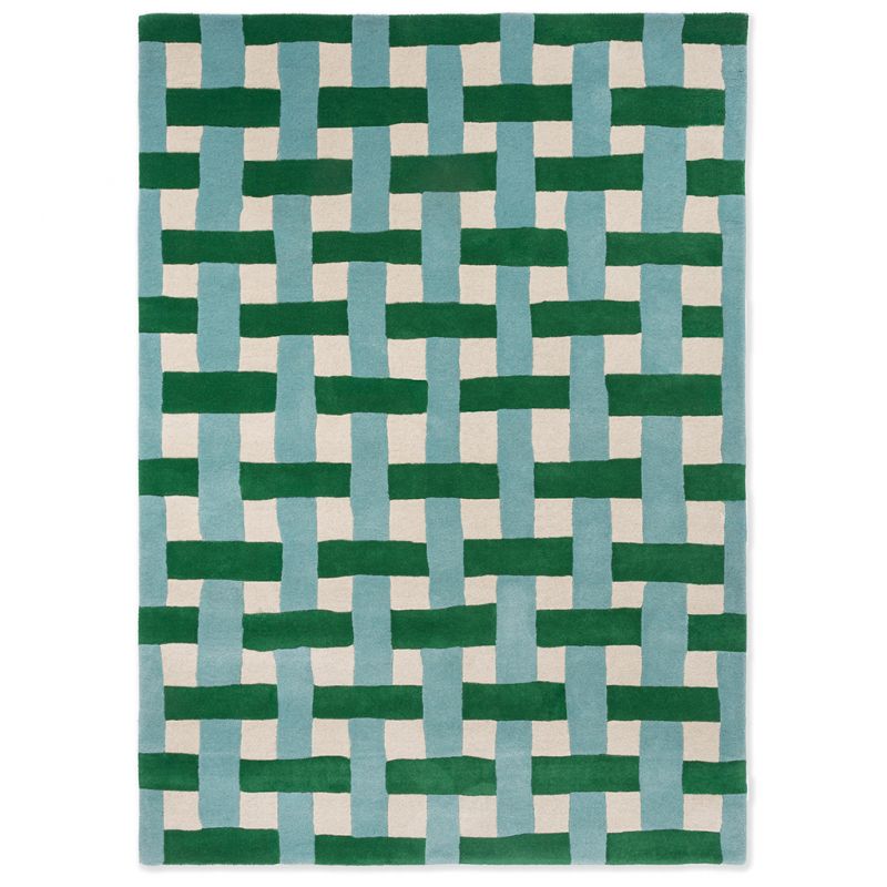 Tapis haut de gamme en pure laine Basket Weave vert Harlequin
