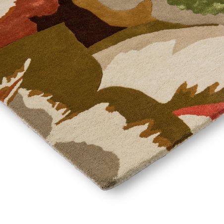 Tapis haut de gamme en laine et viscose Calathea terracotta Harlequin detail angle Tapis haut de gamme en laine et viscose Calathea terracotta Harlequin detail angle