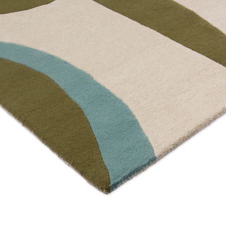Tapis haut de gamme en laine Torillo vert Harlequin détail angle Tapis haut de gamme en laine Torillo vert Harlequin détail angle