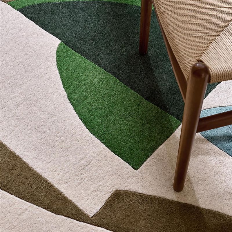 Tapis haut de gamme en laine Torillo vert Harlequin détail couleur