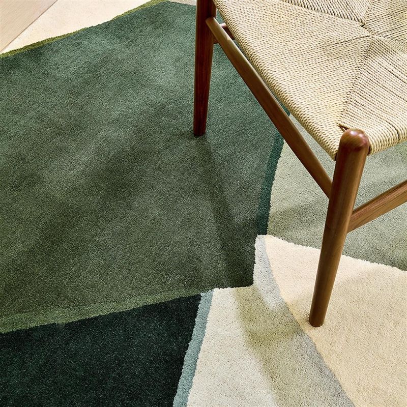 Tapis haut de gamme en laine Sumi Reflect vert multi Harlequin détail tapis