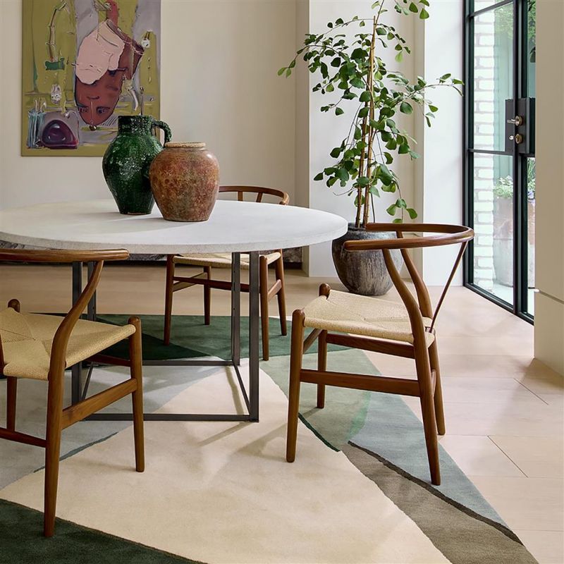 Tapis haut de gamme en laine Sumi Reflect vert multi Harlequin ambiance