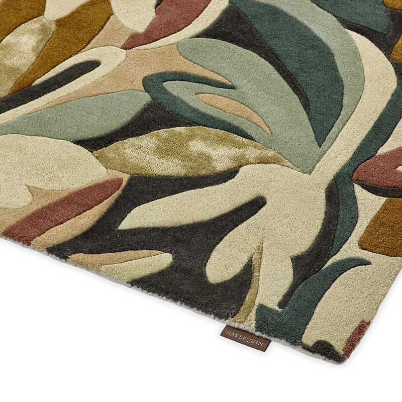 Tapis haut de gamme en laine et viscose Melora multicolore Harlequin détail angle