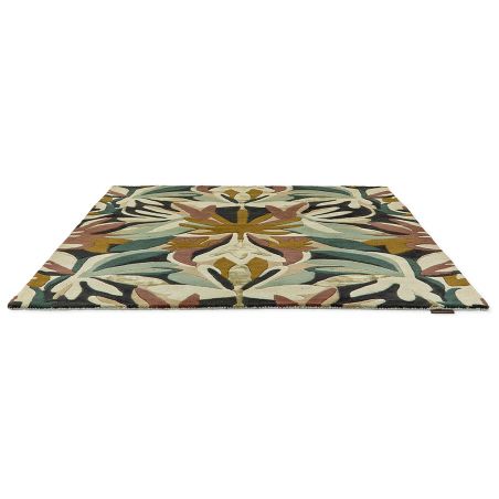 Tapis haut de gamme en laine et viscose Melora multicolore Harlequin détail à plat Tapis haut de gamme en laine et viscose Melora multicolore Harlequin détail à plat