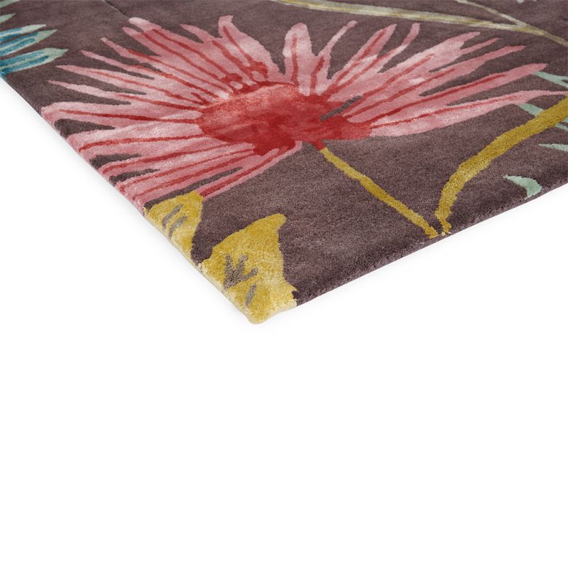 Tapis haut de gamme en laine et viscose Yasuni multicolore Harlequin détail angle