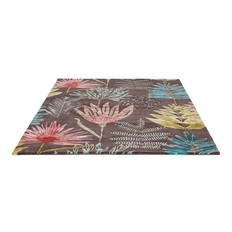 Tapis haut de gamme en laine et viscose Yasuni multicolore Harlequin à plat