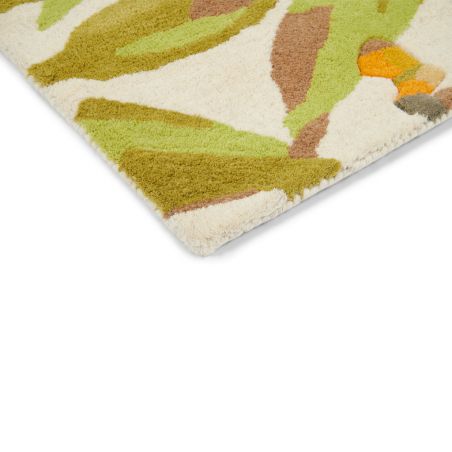 Tapis haut de gamme en laine et viscose Floreale jaune Harlequin détail angle Tapis haut de gamme en laine et viscose Floreale jaune Harlequin détail angle
