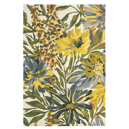 Tapis haut de gamme en laine et viscose Floreale jaune Harlequin Tapis haut de gamme en laine et viscose Floreale jaune Harlequin