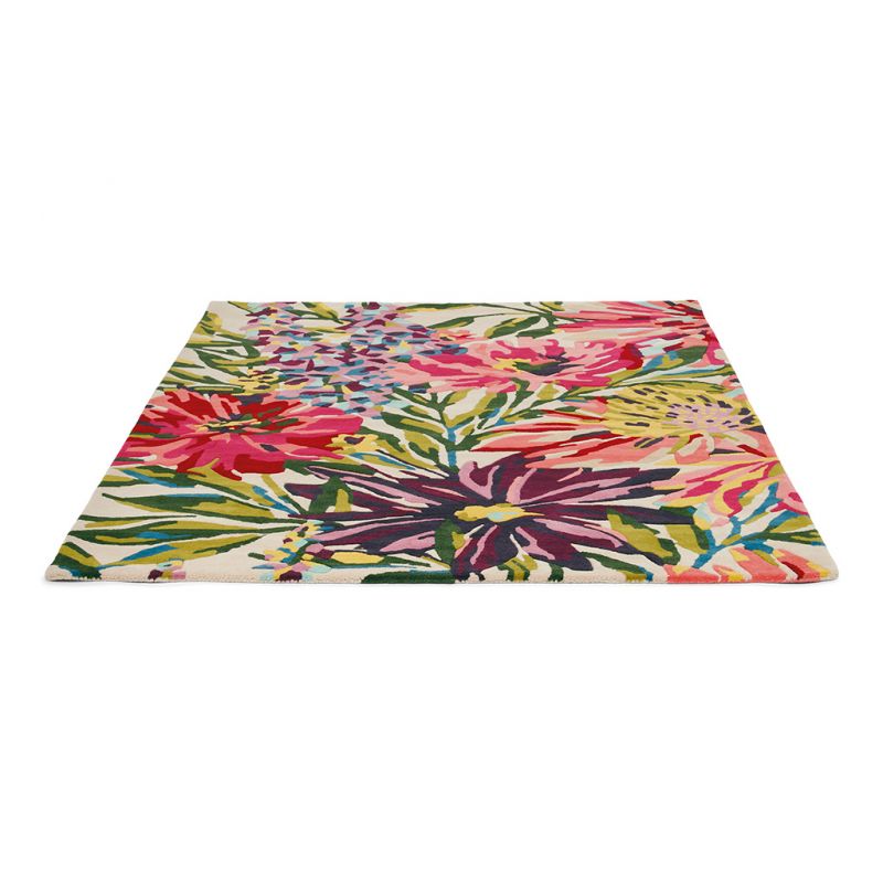 Tapis haut de gamme en laine et viscose Floreale Fuchsia Harlequin à plat
