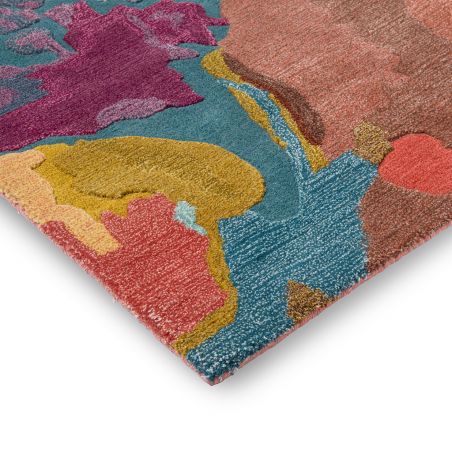 Tapis haut de gamme en laine et viscose Foresta multicolore Harlequin détail angle Tapis haut de gamme en laine et viscose Foresta multicolore Harlequin détail angle