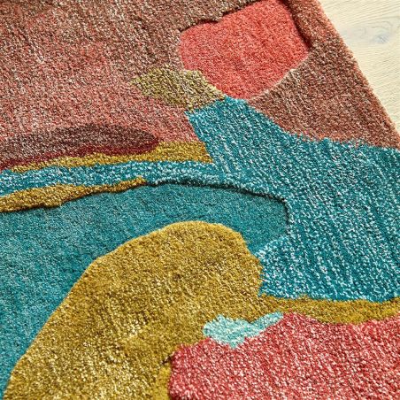 Tapis haut de gamme en laine et viscose Foresta multicolore Harlequin détail couleur Tapis haut de gamme en laine et viscose Foresta multicolore Harlequin détail couleur