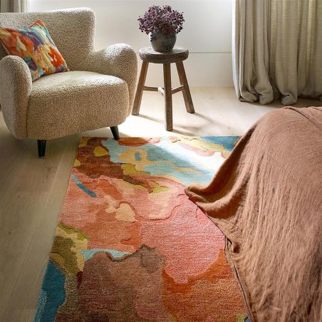 Tapis haut de gamme en laine et viscose Foresta multicolore Harlequin détail tapis Tapis haut de gamme en laine et viscose Foresta multicolore Harlequin détail tapis