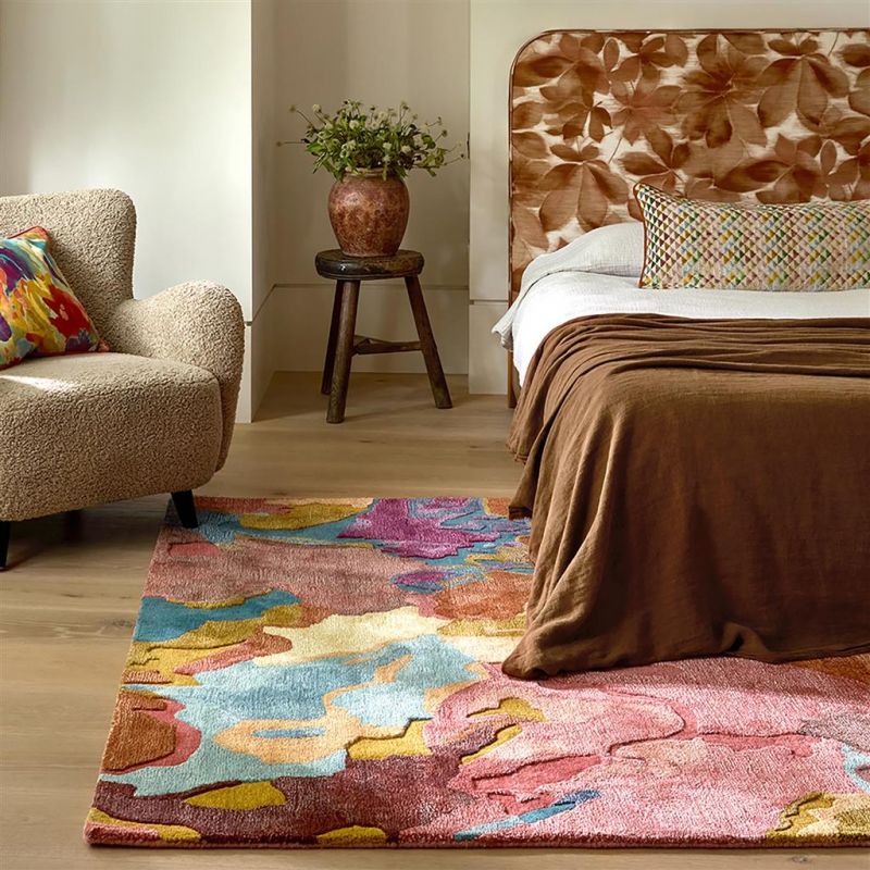 Tapis haut de gamme en laine et viscose Foresta multicolore Harlequin ambiance