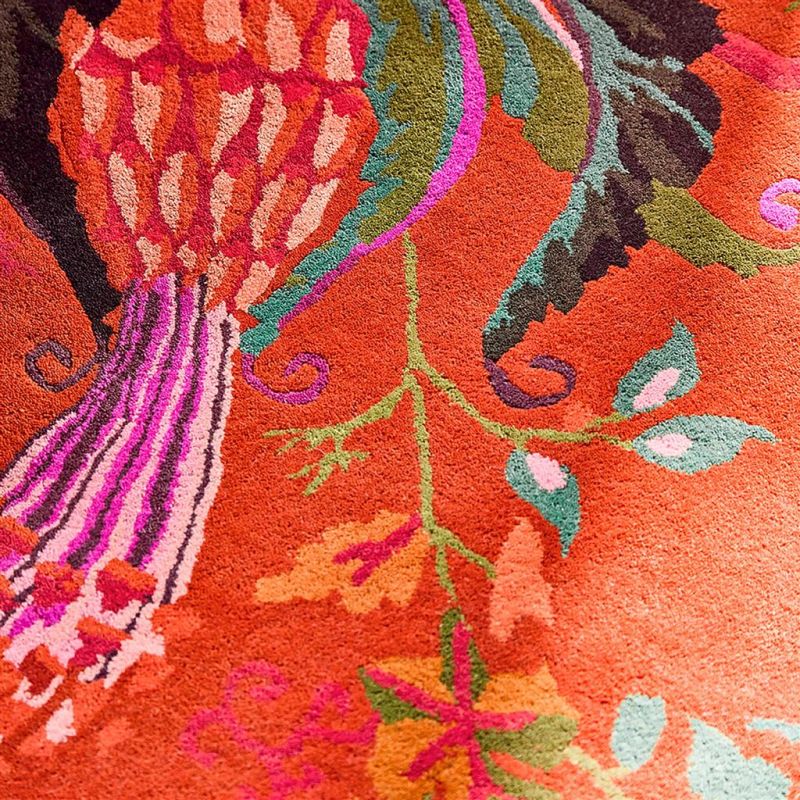 Tapis haut de gamme en laine et viscose Wonderland Orange Harlequin détail matiere