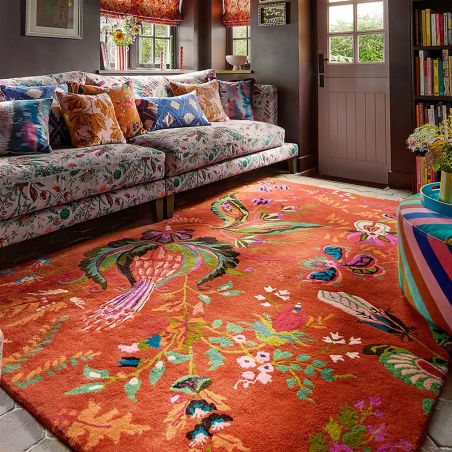 Tapis haut de gamme en laine et viscose Wonderland Orange Harlequin ambiance Tapis haut de gamme en laine et viscose Wonderland Orange Harlequin ambiance