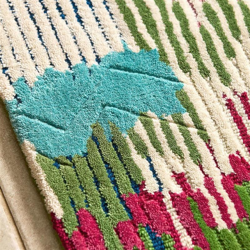 Tapis haut de gamme en laine et viscoseWilderness vert multi Harlequin focus laine