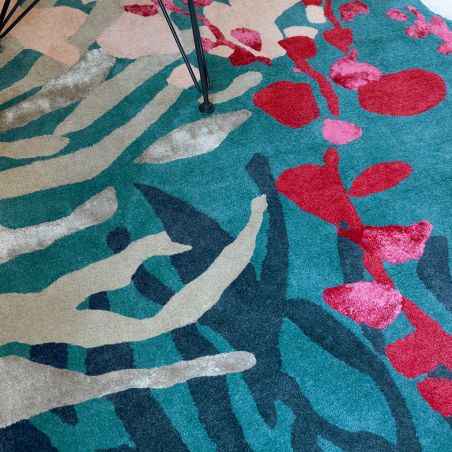 Tapis de salon moderne en laine multicolore Estella bleu Submarine Tapis de salon moderne en laine multicolore Estella bleu Submarine
