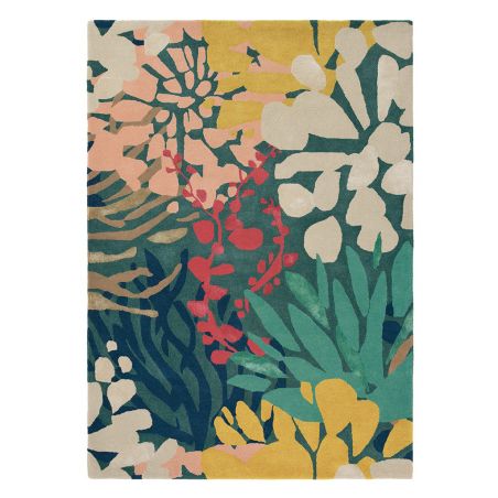 Tapis de salon moderne en laine multicolore Estella bleu Submarine Tapis de salon moderne en laine multicolore Estella bleu Submarine