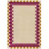 Tapis de salon laine rose et jaune Kai Wool Border