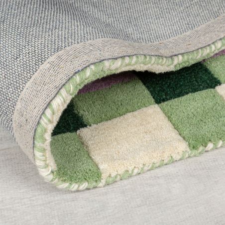 Tapis de salon laine vert et violet Kai Wool Border Tapis de salon laine vert et violet Kai Wool Border