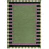 Tapis de salon laine vert et violet Kai Wool Border