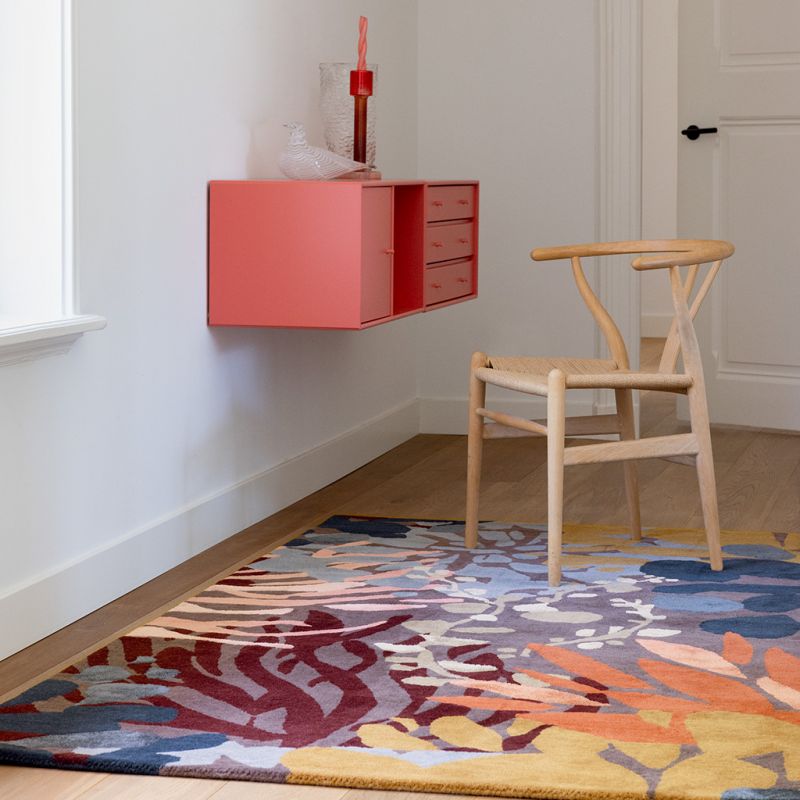 Tapis de salon moderne en laine multicolore Estella Submarine