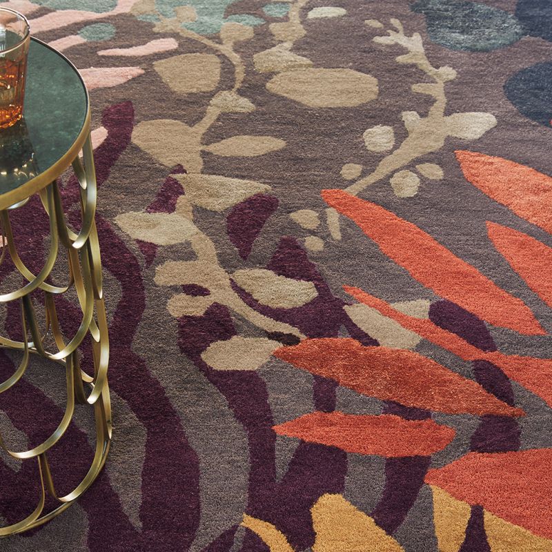 Tapis de salon moderne en laine multicolore Estella Submarine