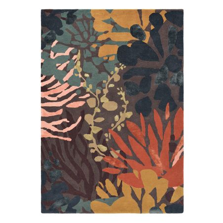 Tapis de salon moderne en laine multicolore Estella Submarine